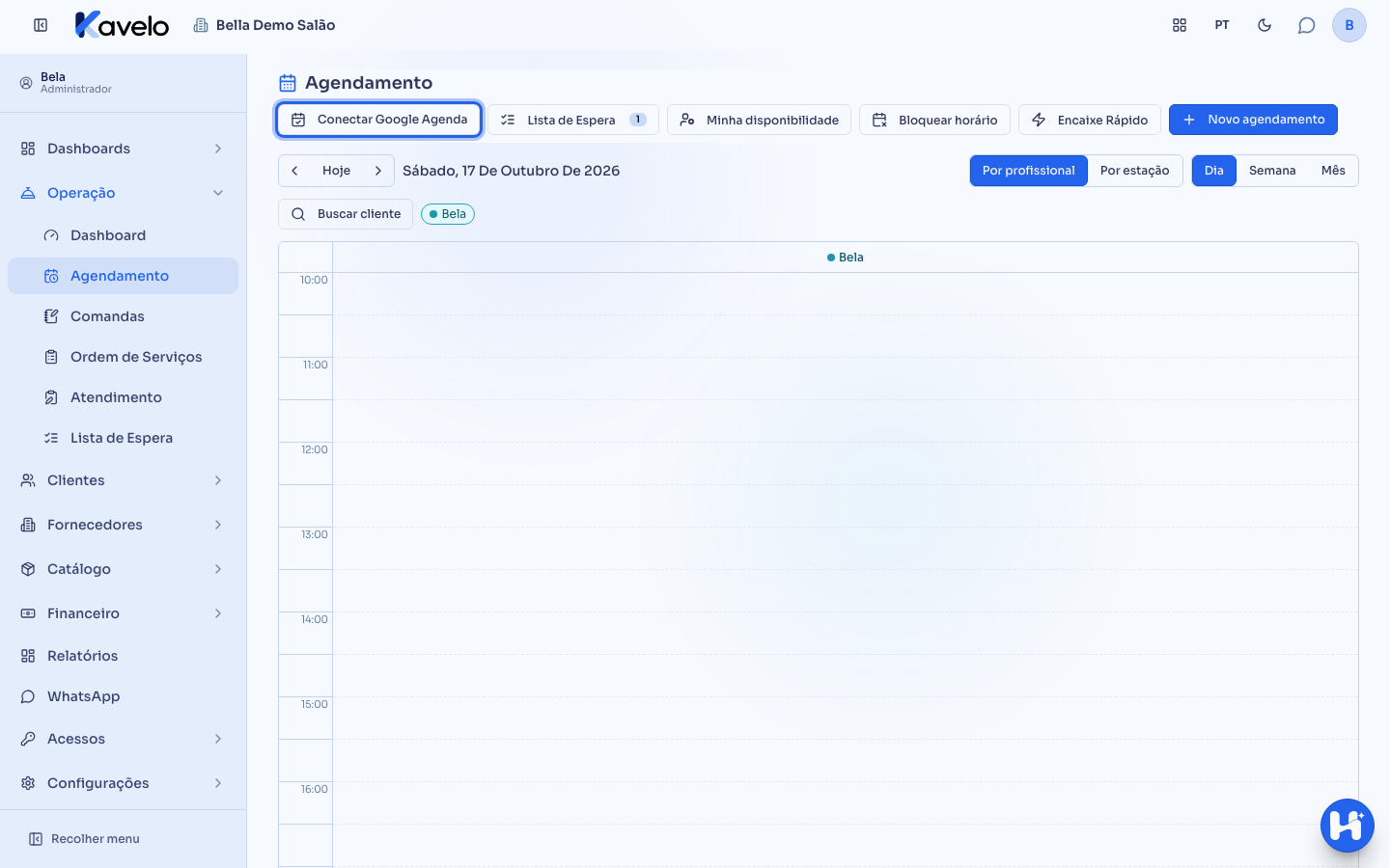 Tela de Agendamento com o botão Conectar Google Agenda em destaque