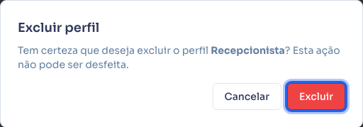 Confirmação de exclusão de um perfil