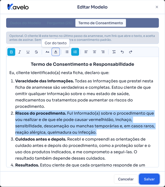 Botão Salvar da janela Editar Modelo